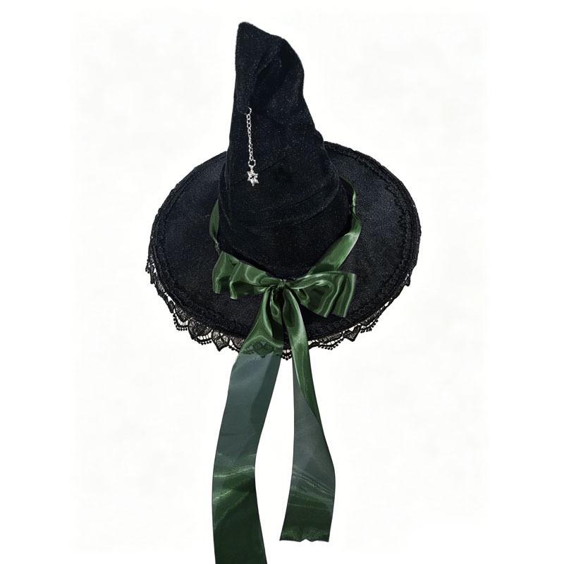Lolita Witch Hat Headband Halloween Costume Party Cosplay Accessory - Purple Green Black Red Multi-layer Ruffle Design