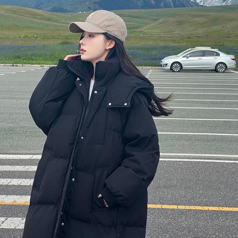 Thickened Bread Coat Solid-colored Cotton-padded Jacket for Women Loose Mid-length Korean-style Down Jacket for Women Winter Coat Cotton-padded Jacket