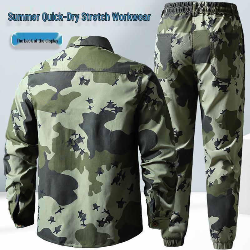 Pánská rychleschnoucí letní pracovní sada: Prodyšný oblek chránící před sluncem pro venkovní stavební a dílenské práce