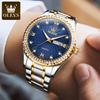 OLEVS Brand Diamond Studded Gold Watch Double Calendar Night Light Waterproof Quartz Men's Watch 5565