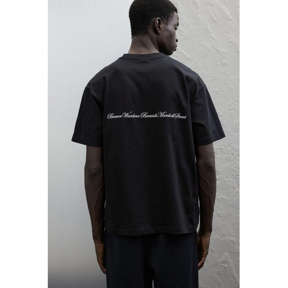 H M Loose FiT PrinTed T sHirT Black soHo Ldn