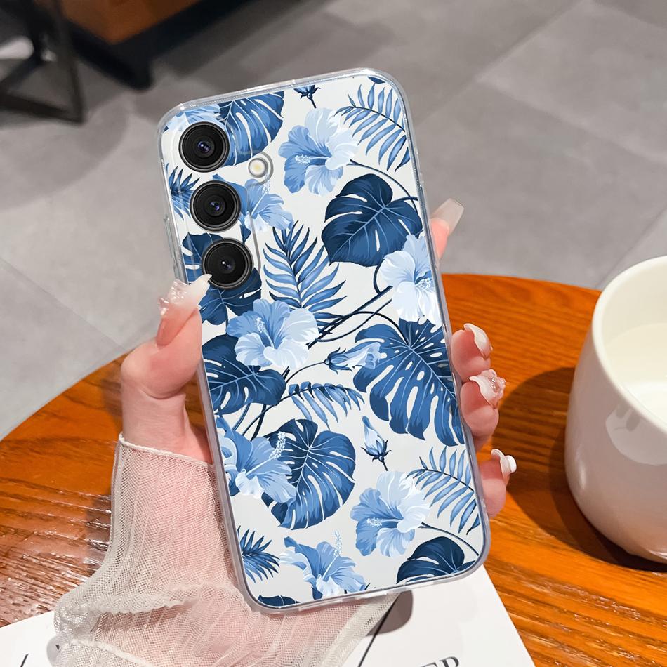 Case For Samsung Galaxy S25 FE Plus Ultra Clear Painted Flowers Back Cover For Samsung S 25 Ultra Soft Shockproof Phone Cases