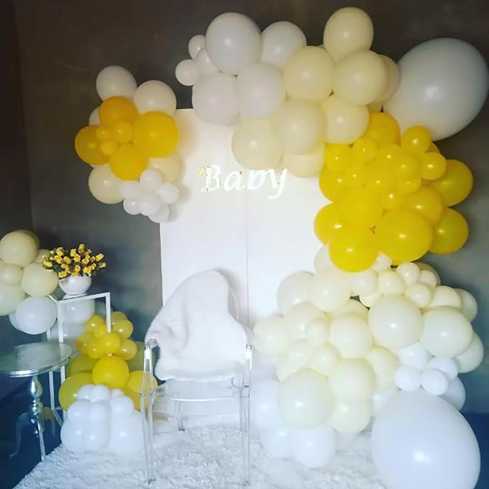 Yellow Theme Balloons Garland Yellow White Latex Ballon Arch Kit Wedding Anniversary Engagement Birthday Party Decoration Globos