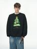 Men's Christmas Tree Jacquard Red Sweater: Korean Style Autumn/Winter Knit Round Neck Base Layer