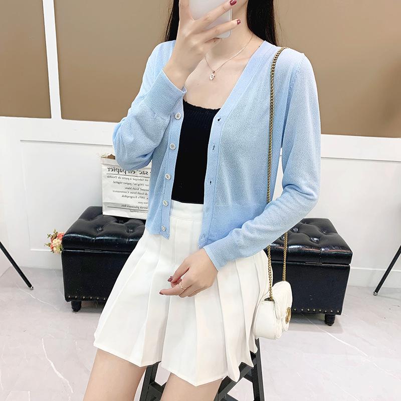 2025 New Style Petite V-Neck Airy Knit Cardigan for Early Autumn