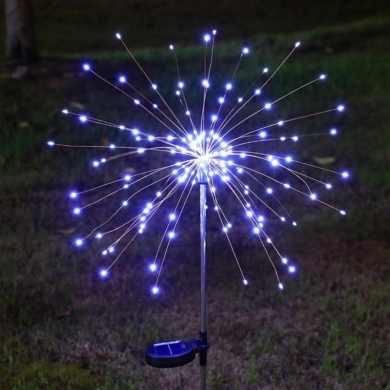 Outdoor Waterproof Solar Firework LED Lights - Copper Wire Starry Atmosphere for Courtyard & Camping