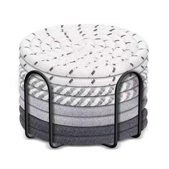 8Pcs Cotton Woven Coasters for Drinks Absorbent Coasters Set
