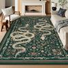 Black Living Room Carpet Large Machine Washable Carpets Snake Plant Bedroom Bedside Floor Mat Retro Elegant Home Decoration Rug