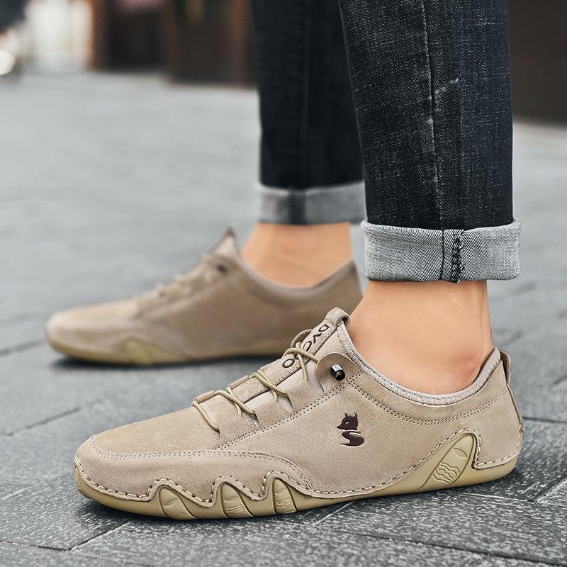 LDECK Men's Large Size Leather Low-Top Casual Martin Shoes