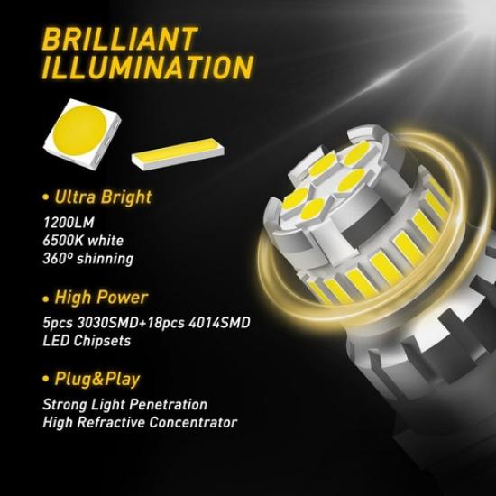 3157 3156 LED Reverse Backup Light Bulbs 6500K White 2400LM Super Bright