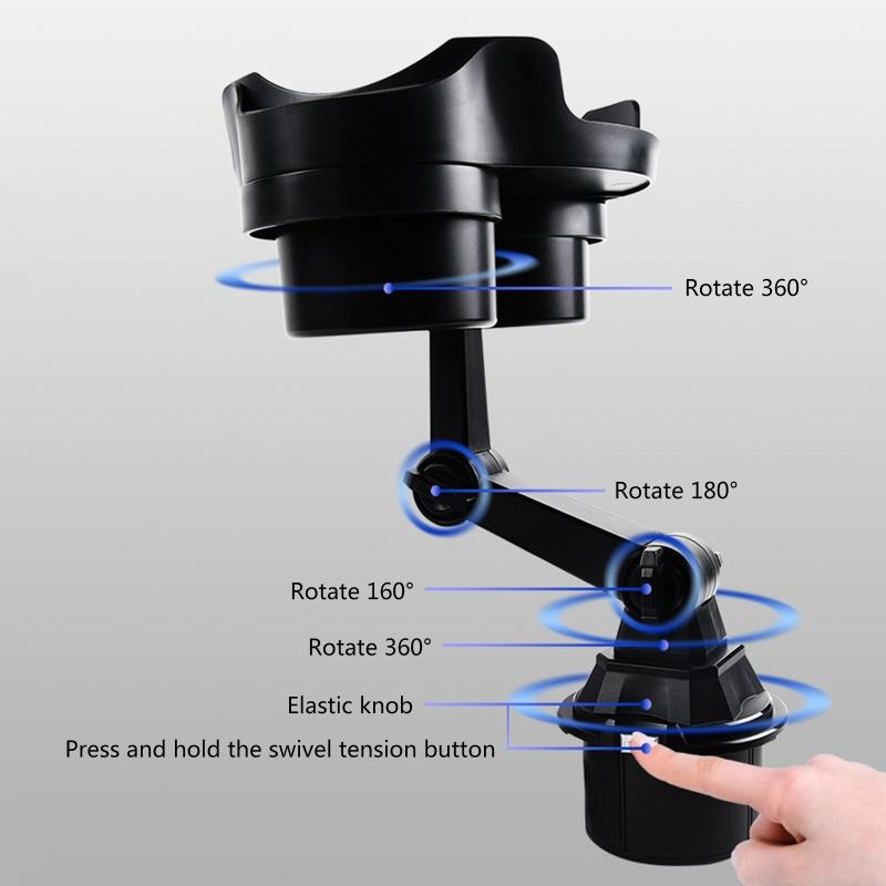 Creative Cup Holder Mount Tray Adjustable Car Tray Food Table Phone Mount Holder 360 Swivel Arm 360 Degree Rotation