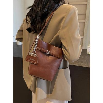 High-Grade Sense Retro Small Bags Women Autumn Winter Versatile Crossbody Bag Trendy PU Leather Underarm Bucket Bags