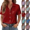 Blusas para Mujer de Manga Corta Camisas con Botones Tops de Trabajo Casual Elegante Ropa de Verano Primavera