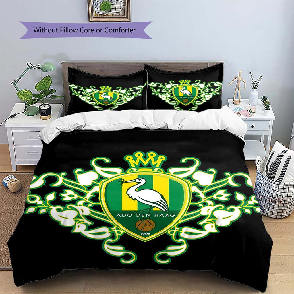 ADO Den Haag Pattern Bedding Quilt Set Home Decoration Gift (1 * Duvet Cover + 2 * Pillowcase Without Core)