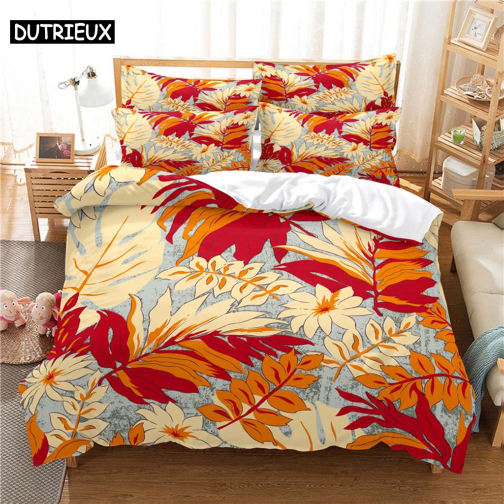 

3D Digital Printing Fashion Design Fresh Leaves Bedding Set, Queen Size Duvet Cover Set EU single(135x200cm)&set