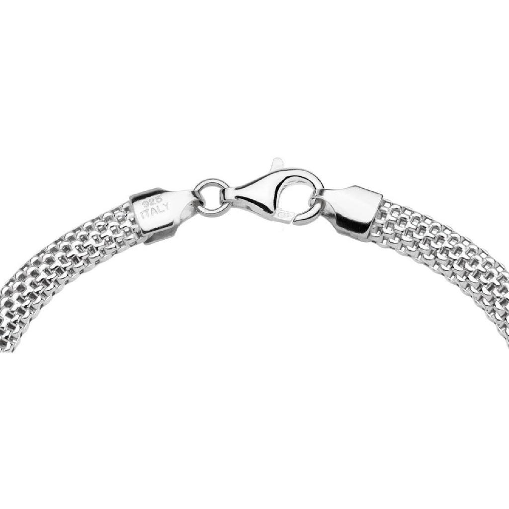 Miabella Italienisches 925er Sterlingsilber 5mm Netzarmband für Damen | Feiner Schmuck, Gliederkette, Hergestellt in Italien