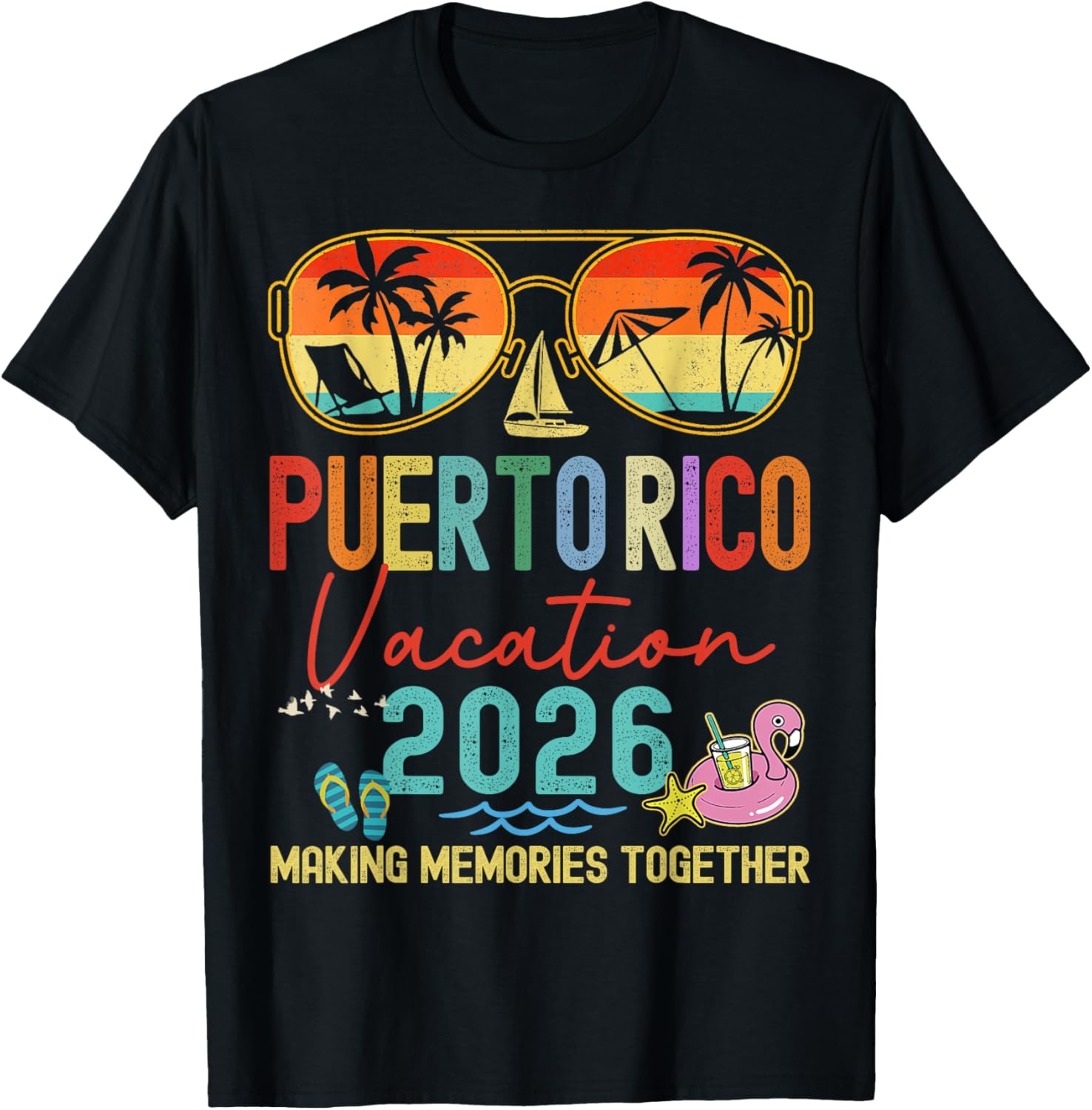 

Retro Puerto Rico Vacation 2026 Memories Matching Group Trip T-Shirt 5XL різнокольоровий