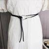 Brown Thin Leather Waist Belt Vintage Smooth Gold Buckle Adjustable for Female Cocktail Party Wear
