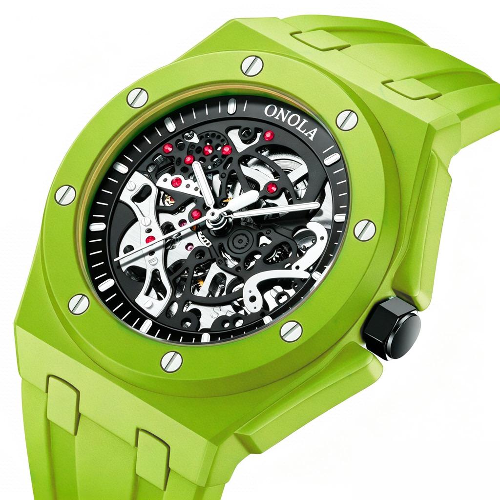 Hollow Automatic Skeleton Watches for Men Sport Visible Mechanical Movement Luminous Watch Waterproof Silicone Strap