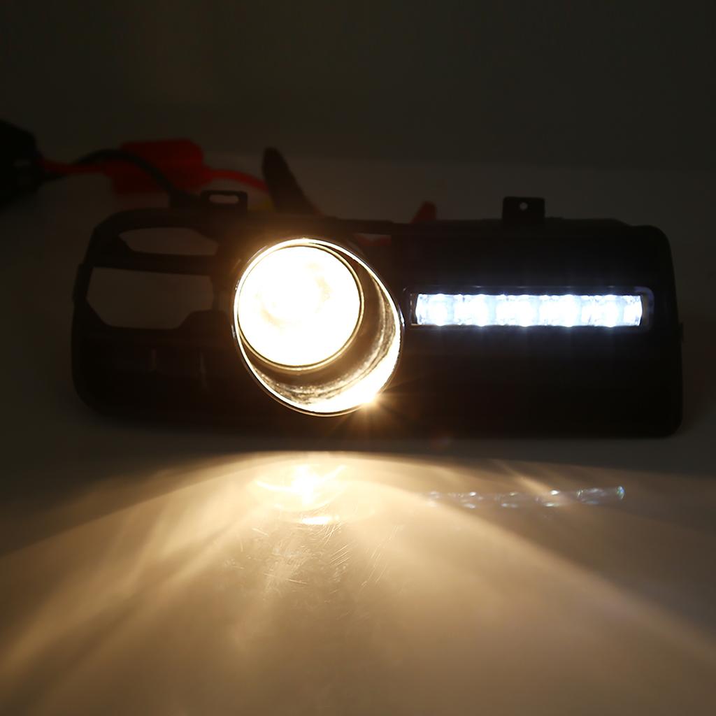 2 Pcs Fog Light Vent Cover, H3 Fog Lights Grilles With LED DRL Lamp for 1997‑2006 TDI MK4
