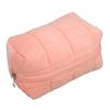 Women Makeup Storage Bag Large Capacity Soft Plush Zipper Closure Checkered Cosmetic Bag 