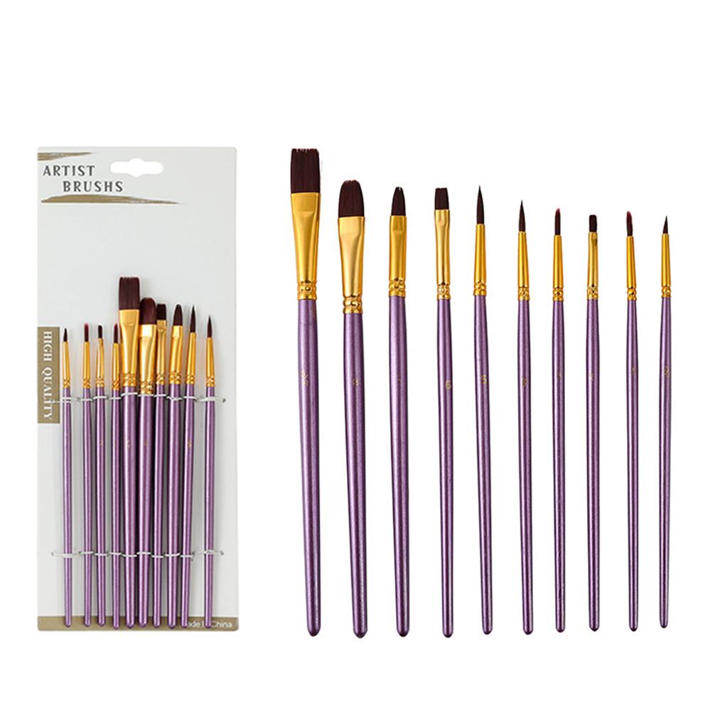 10X Paint Brushes Art Tool Set Aluminum Fine Workmanship Train Practice Practical Watercolor Artist Paintbrush