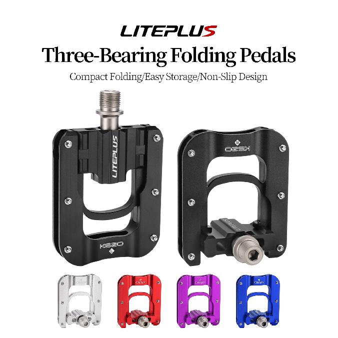Pedal Plegable Ultraligero Liteplus K620 para Bicicleta, Aleación de Aluminio, 3 Rodamientos, Pedales Antideslizantes Doble Cara para Pedal de Bicicleta Brompton