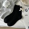 5 Pairs of Women's Autumn and Winter Sweat Absorbing and Warm Woolen Bow Mid  Top Stack Socks