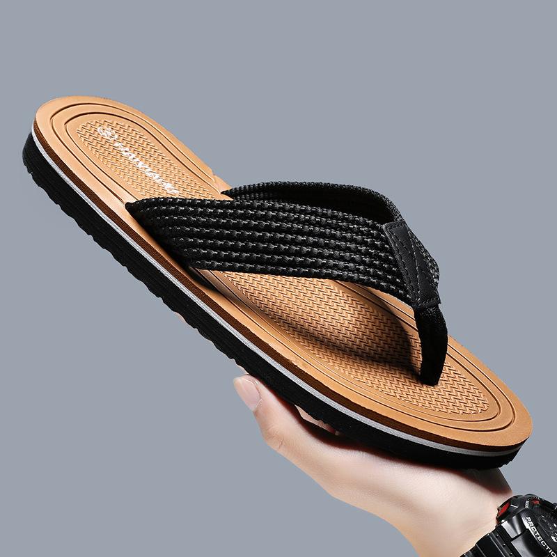 

Summer wear beach wear-resistant fashion flip-flops men non-slip personalized soft bottom men outdoor casual foot pinch men 45 коричневий
