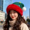 Christmas Red Hat Female Autumn and Winter Cute Cold Hat Ear Protector Hairball Plush Hat Fleece Thickened Knitted Hat