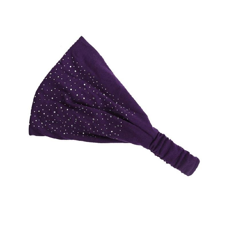 Einfarbiger Strass breiter Rand hinten elastisches Stirnband für Damen