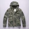 Amekaji Men's Hooded Camouflage Mid-Length Jacket with Multi-Pockets