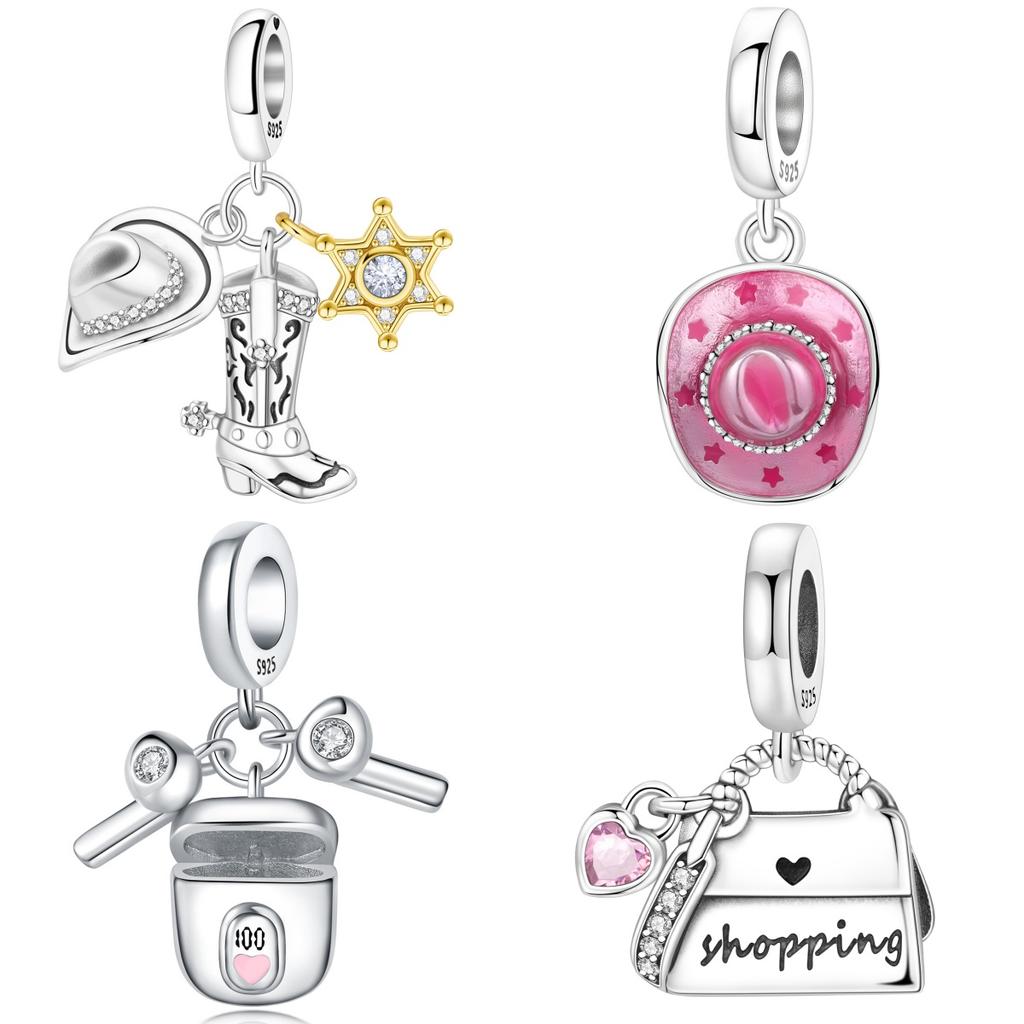 925 Silver Western Cowboy Boots Hobby Series Pendants Bracelet Charms Fit Jewelry Party Beads DIY Fine Gifts Accessory