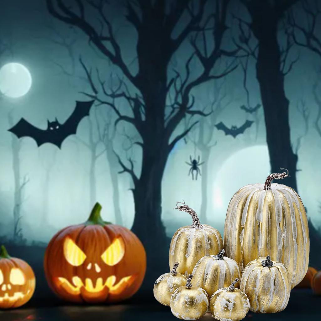 7τμχ Προσομοιωμένη Κολοκύθα Γυαλιστερό Χρώμα Ελαφριά Δημιουργική Επαναχρησιμοποιήσιμη Κολοκύθα από Αφρό για Διακόσμηση Στήριγμα