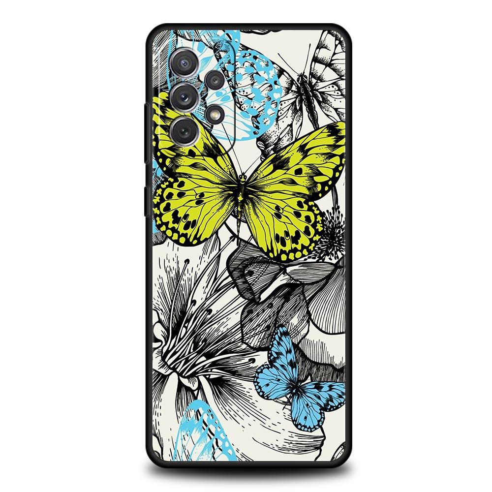 Fjärilsdesign Fodral för Samsung Galaxy A55 A35 A15 A14 A13 A25 A54 A51 A71 A72 A73 A32 A52 A41 5G Mjukt TPU-skal Fundas