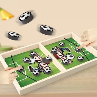 Yousheng 1 Set Fast Sling Puck Game Mini Wooden Hockey Board Speed & Accuracy Testing Chess Piece Catapult Toy Educational & Decompression