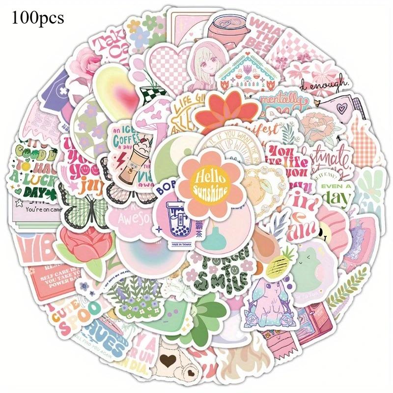 

100pcs Pink Stickers Danish Paste Adhesive Decals for Planners Journals and DIY Crafts Perfect for Scrapbooking and Your Items