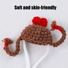 Knitted Hamster Hat Pets Big Hair Double Braid Hat with Adjustable Strap Hairstyle Mini Hat for Guinea Pig Small Animals Photography Party Costume