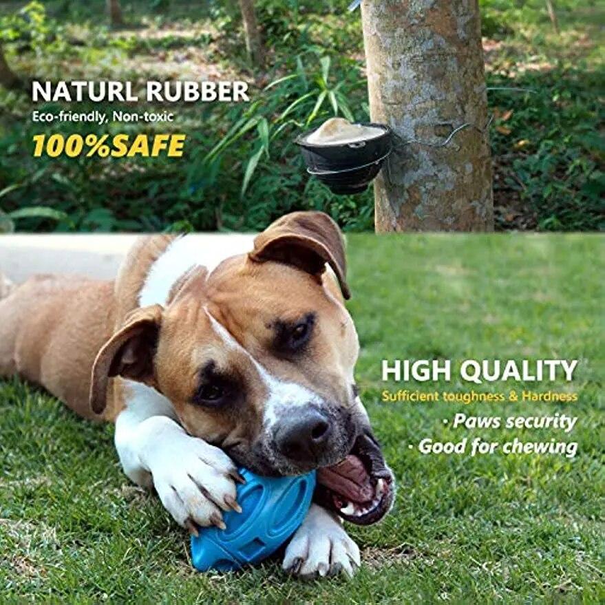 Squeaky Dog Toys For Aggressive Chew Toy Rubber Puppy Chew Ball Teeth Grinding Cleaning Durable Pet Toy