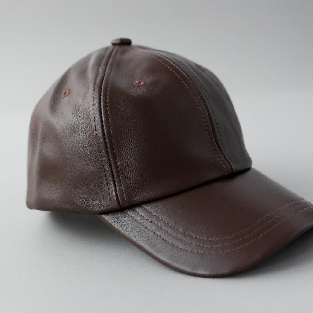 Genuine Leather Low Baseball Cotton Polo LAMD Lamb Sizes Brown [LECK HATTER] Cap, 6-Panel Cap, Men's Cap, Cap, Cap, LEATHER, Leather, Cap, Available,
