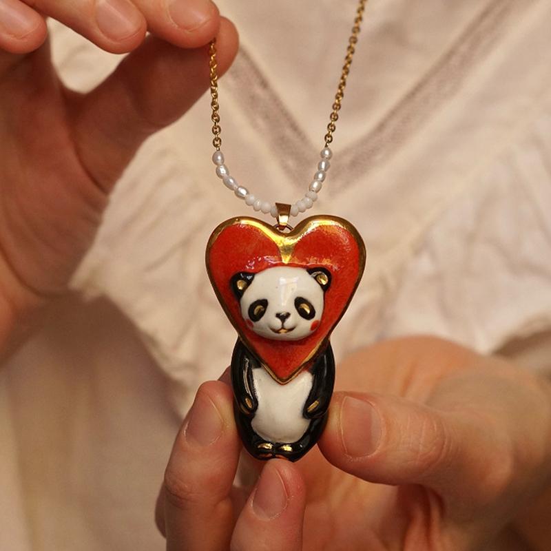 Vintage Cute Cartoon Animal Pendant Necklace For Women Retro  Jewelry Gifts