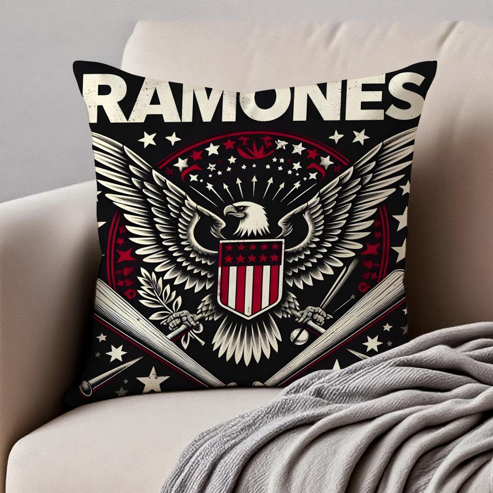 Band Punk RRamones Cushion Cover Pillowcase Antidustmite Invisible Zipper Short Plush Sofa Cushion