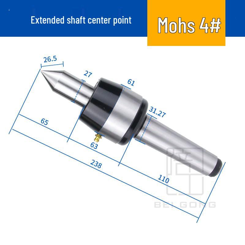 Double-Ended Revolving Lathe Live Center, Morse Taper #3 #4 #5, Small Pointed End