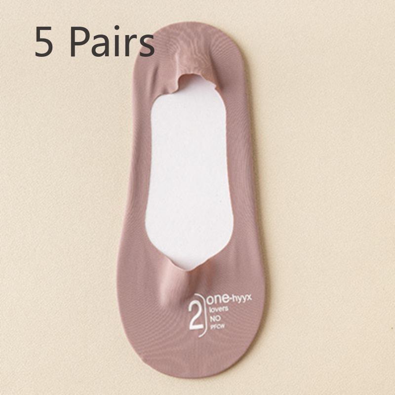

5 пар женских летних тонких однотонных хлопковых носков Ice Silk Invisible Non Slip 5 Pairs