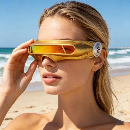 Futuristic Cyberpunk Sunglasses, UV400 Protection Sunglasses, Irregular Shape Punk Shades for Beach Party Outdoor Sports
