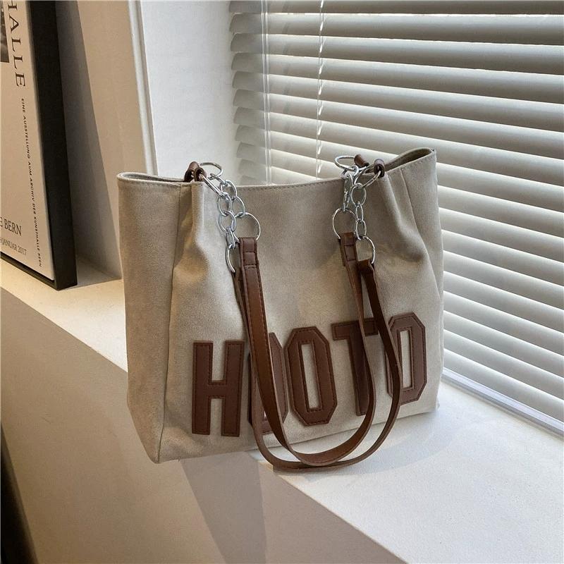 Vintage Nákupní taška Trendová Móda Dámská Jednoruční Kabelka Taška přes Rameno Velkokapacitní Nubuková Nákupní taška Ideální pro Každodenní Použití