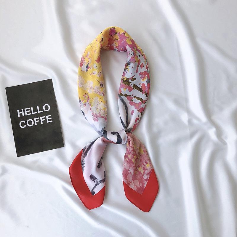 

Новый французский универсальный модный милый квадратный шарф с принтом, шелковый шарф, женский универсальный профессиональный декоративный шарф, галстук-мешок 70*70cm