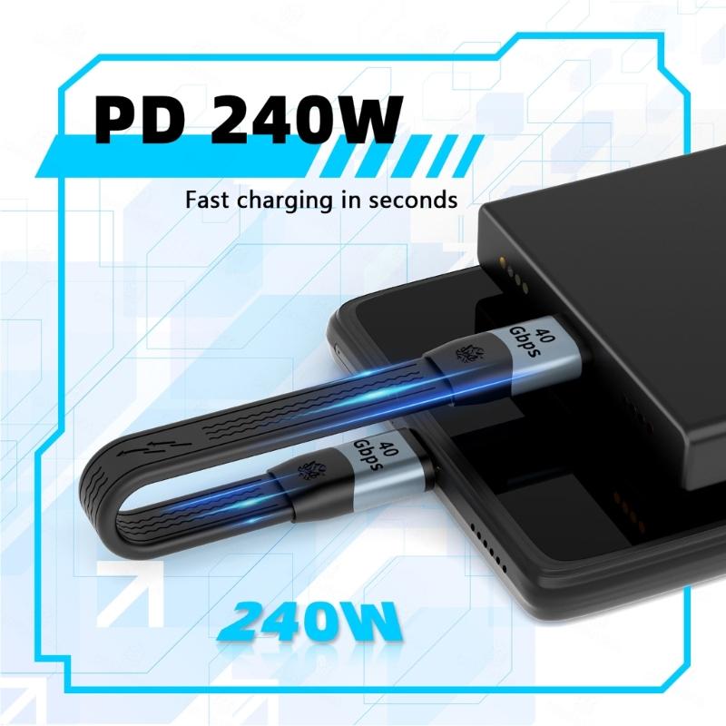 USB4.0 Fast Charging USB C To USB C Cable, 40Gbps Data Transfer, 100W Power FPC 8K Soft Short Line for Laptops Phones