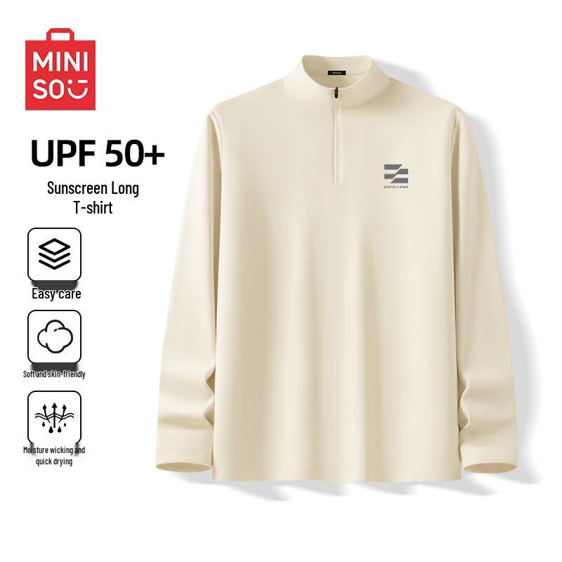 MINISO Men s Quick-Dry Half-Zip Long Sleeve Training T-Shirt M