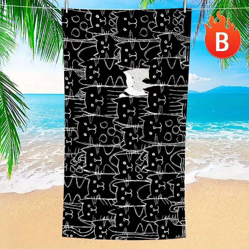 

[Cartoon Cat Towels] 1pcs Cartoon Cat Beach Towels - Quick-Dry Super Absorbent Microfiber, Lightweight Large Size for Beach W40*H60(CM)